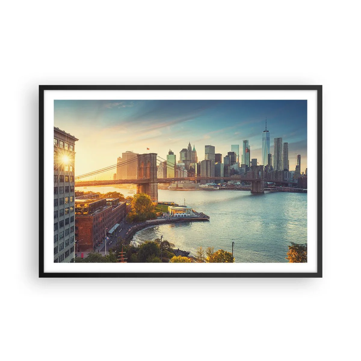 Póster en marco negro - El amanecer de la gran ciudad - 91x61 cm