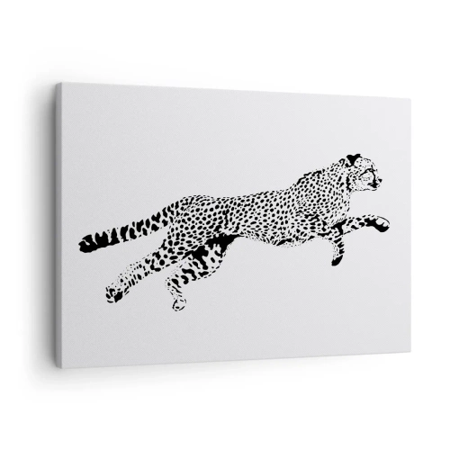 Cuadro sobre lienzo - Impresión de Imagen - Gráfico minimalista de un guepardo en movimiento. - 70x50cm - El más veloz del mundo - Decoración de pared moderna para salón y dormitorio ARTTOR