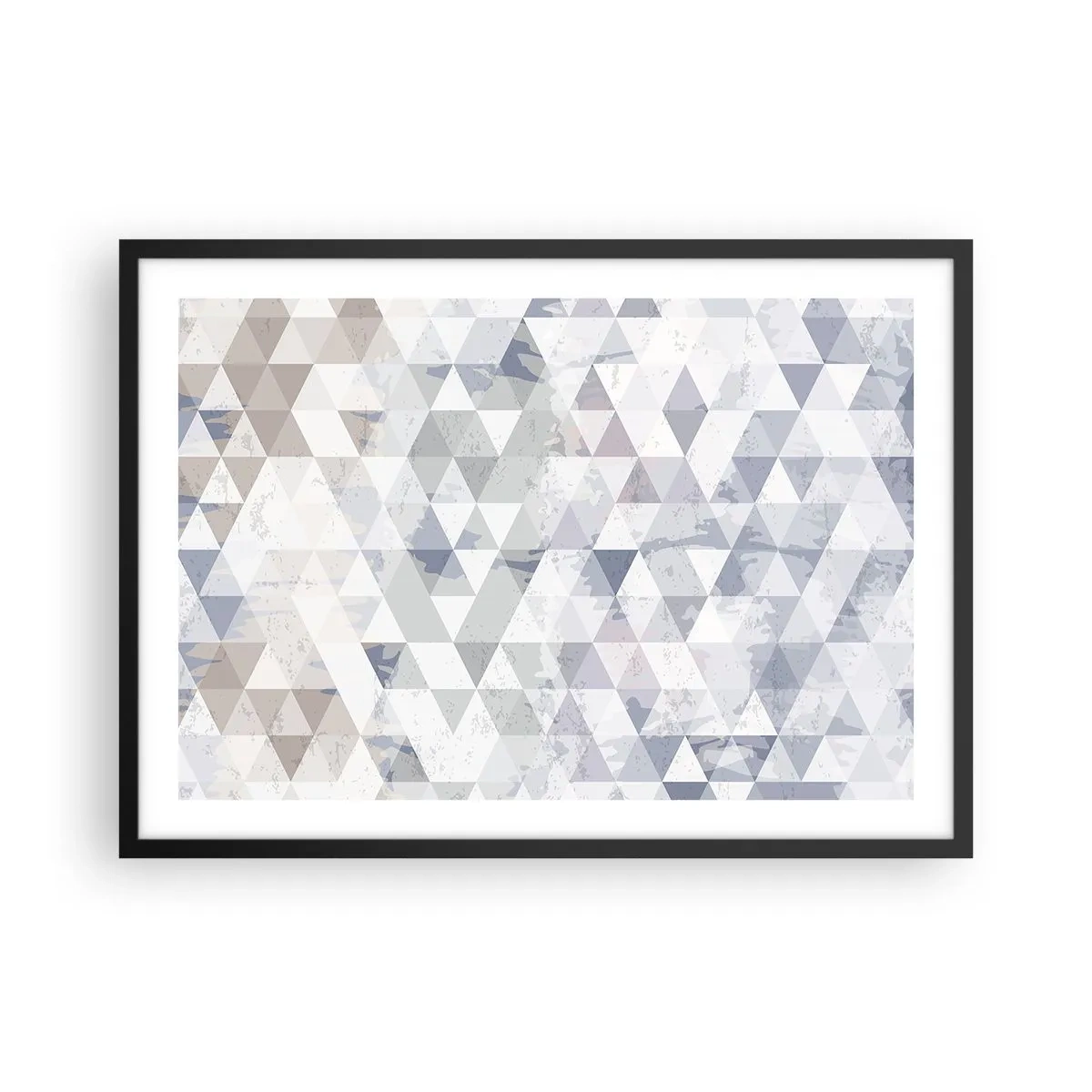 Póster en marco negro - Patrón de triángulo geométrico en tonos pastel - 70x50cm - A ritmo de triángulo - Decoración de pared moderna para salón y dormitorio ARTTOR