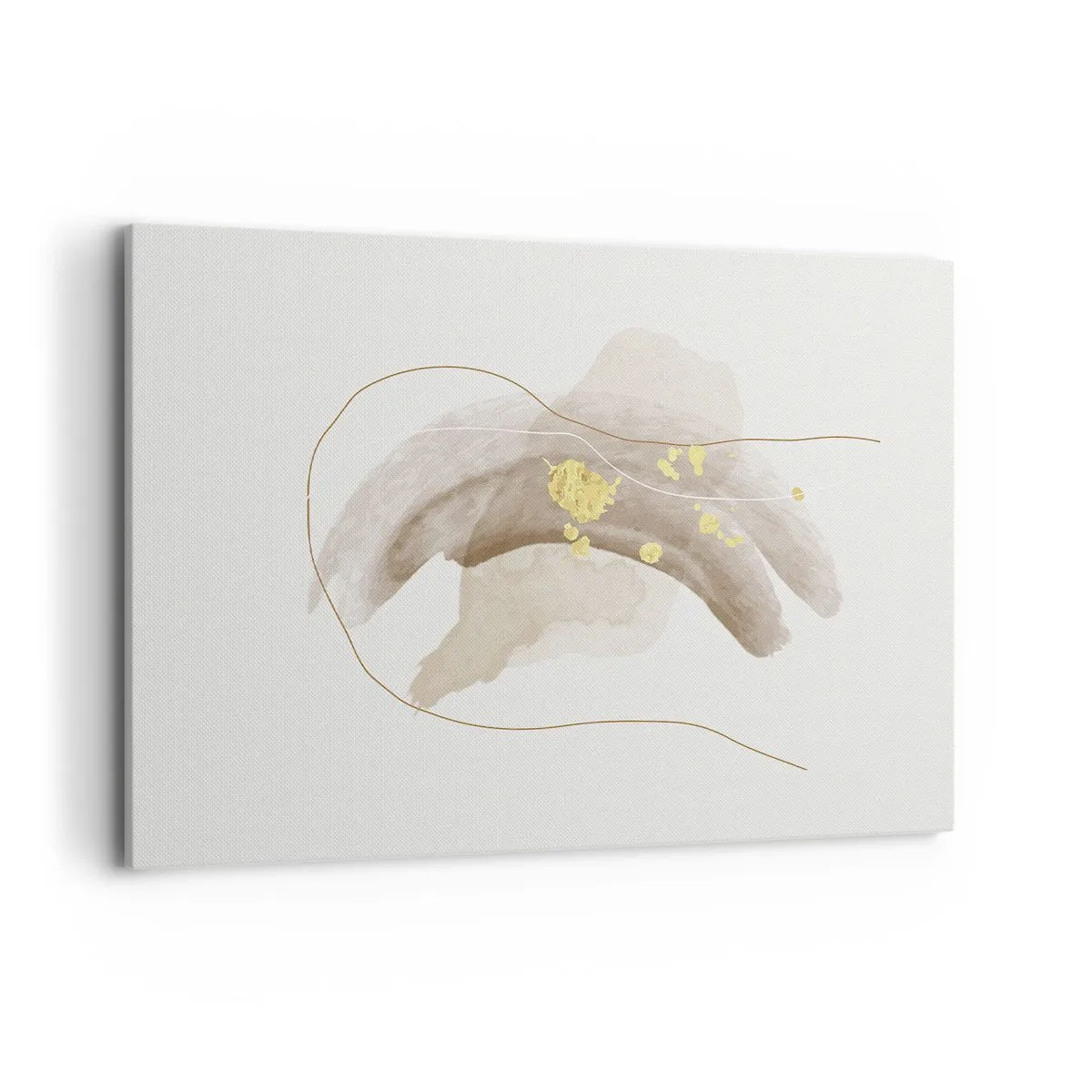 Cuadro sobre lienzo - Impresión de Imagen - Una composición abstracta en tonos beige y dorado. - 100x70cm - Encontrado en el espacio - Decoración de pared moderna para salón y dormitorio ARTTOR