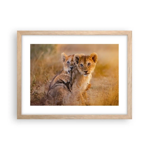 Póster en marco roble claro - ¡No molestar! Nos estamos divirtiendo - 40x30 cm