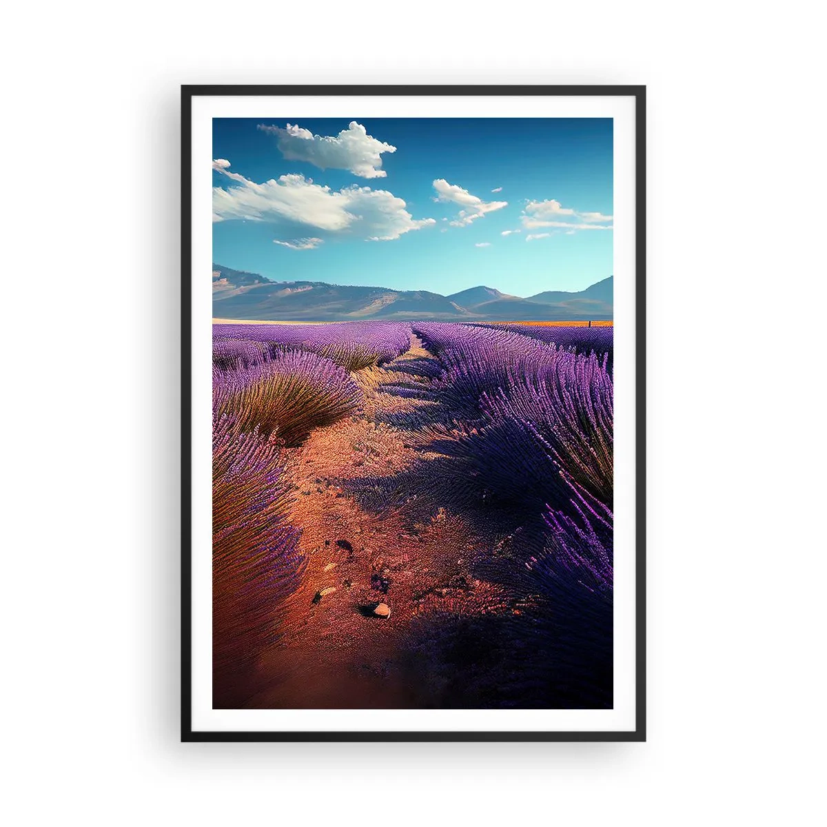 Póster en marco negro - Campos fragantes - 70x100 cm