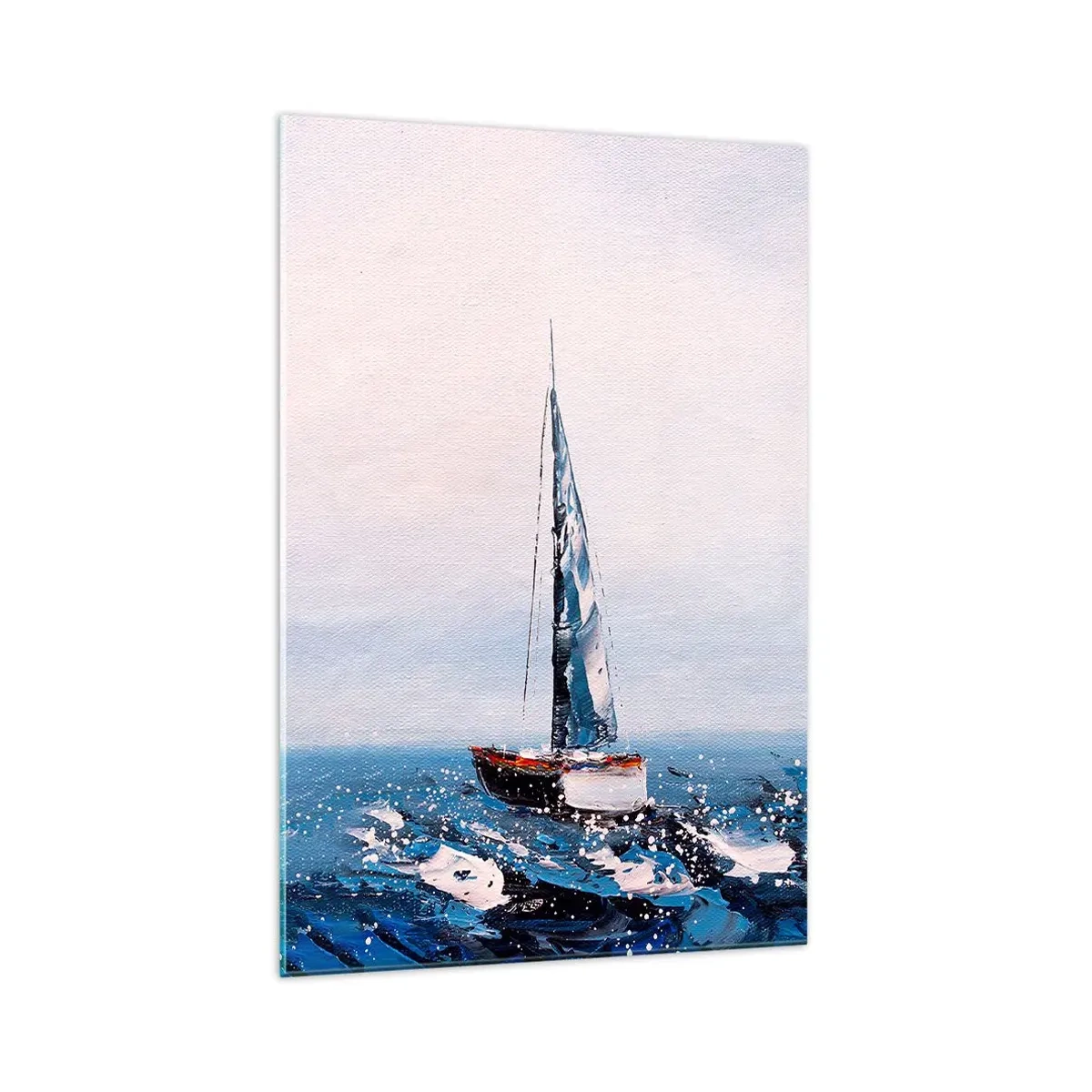 Cuadro sobre vidrio - Impresiones sobre Vidrio - Veleros en un mar tempestuoso en una composición pictórica - 70x100cm - Hermandad del viento - Decoración de pared moderna para salón y dormitorio ARTTOR