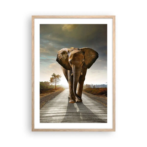 Póster en marco roble claro - Y para nada en un almacén de porcelana - 50x70 cm