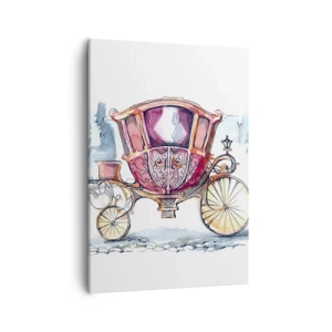 Cuadro sobre lienzo - Impresión de Imagen - Una elegante ilustración de un carruaje antiguo en colores pastel. - 50x70cm - ¿A la boda o al baile? - Decoración de pared moderna para salón y dormitorio ARTTOR