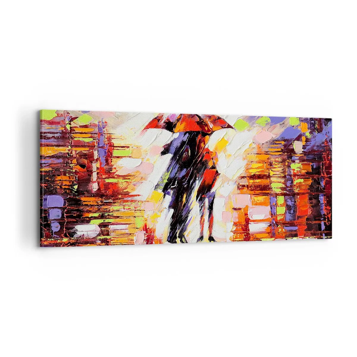 Cuadro sobre lienzo - Impresión de Imagen - Juntos a través de la noche y la lluvia - 100x40 cm