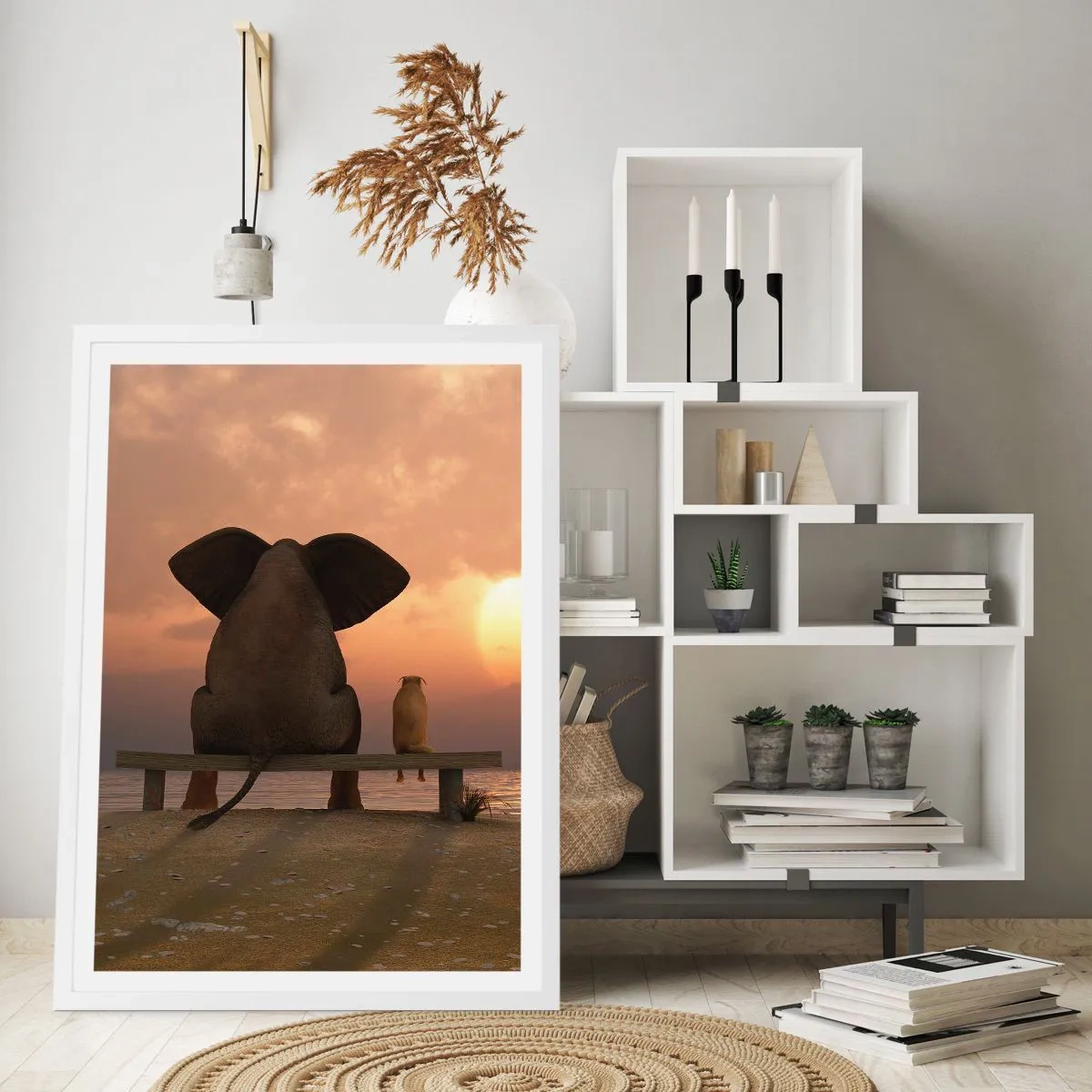 Póster en marco blanco - Es bueno estar en silencio juntos - 50x70 cm