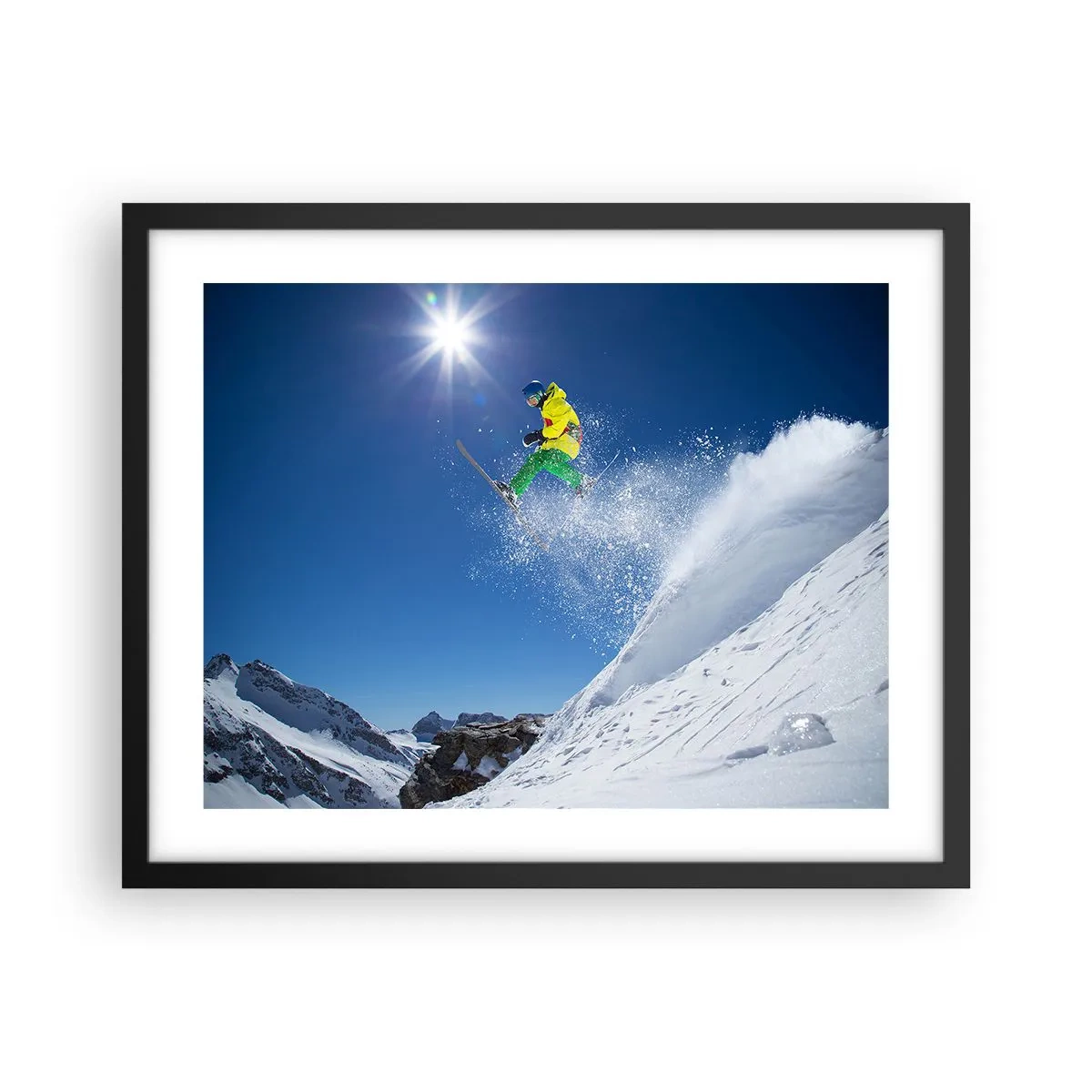 Póster en marco negro - Bailando con las montañas - 50x40 cm