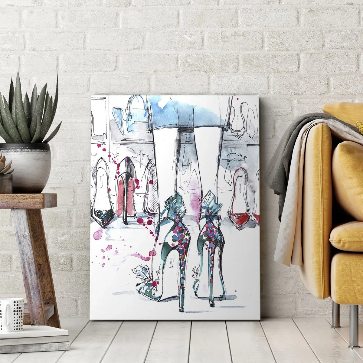 Cuadro sobre lienzo - Impresión de Imagen - Gráficos artísticos con tacones altos y accesorios. - 50x70cm - Ábrete, sésamo - Decoración de pared moderna para salón y dormitorio ARTTOR