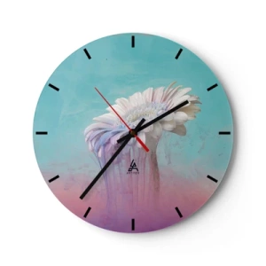 Reloj de pared - Reloj de vidrio - Una flor sobre un fondo pastel, con colores fluidos. - 30x30cm - El inframundo de las flores - Decoración de pared moderna para salón, cocina y dormitorio ARTTOR