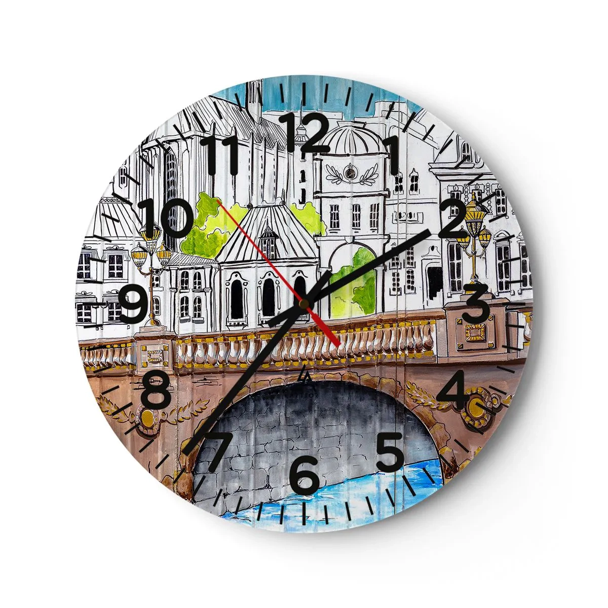 Reloj de pared - Reloj de vidrio - Una ciudad de dibujo - 40x40 cm