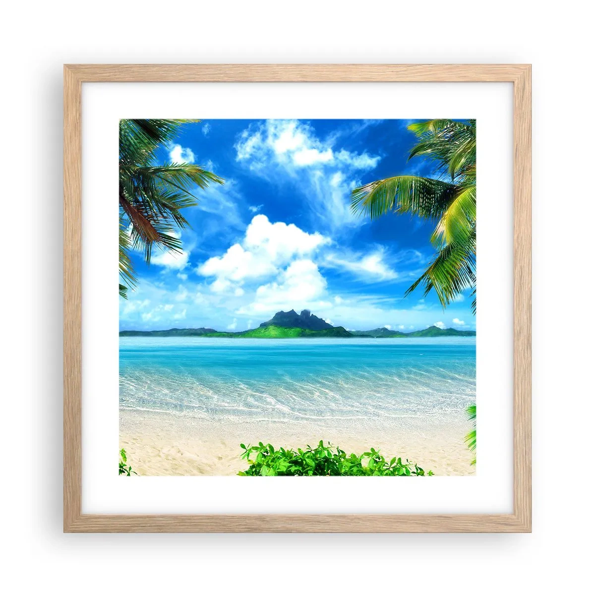 Póster en marco roble claro - El azul de los trópicos - 40x40 cm