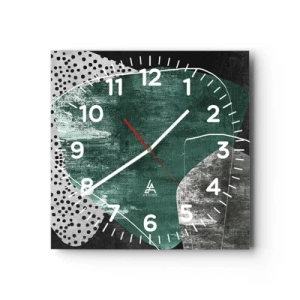 Reloj de pared - Reloj de vidrio - Abstracción colorista con un copo de oro - 40x40 cm