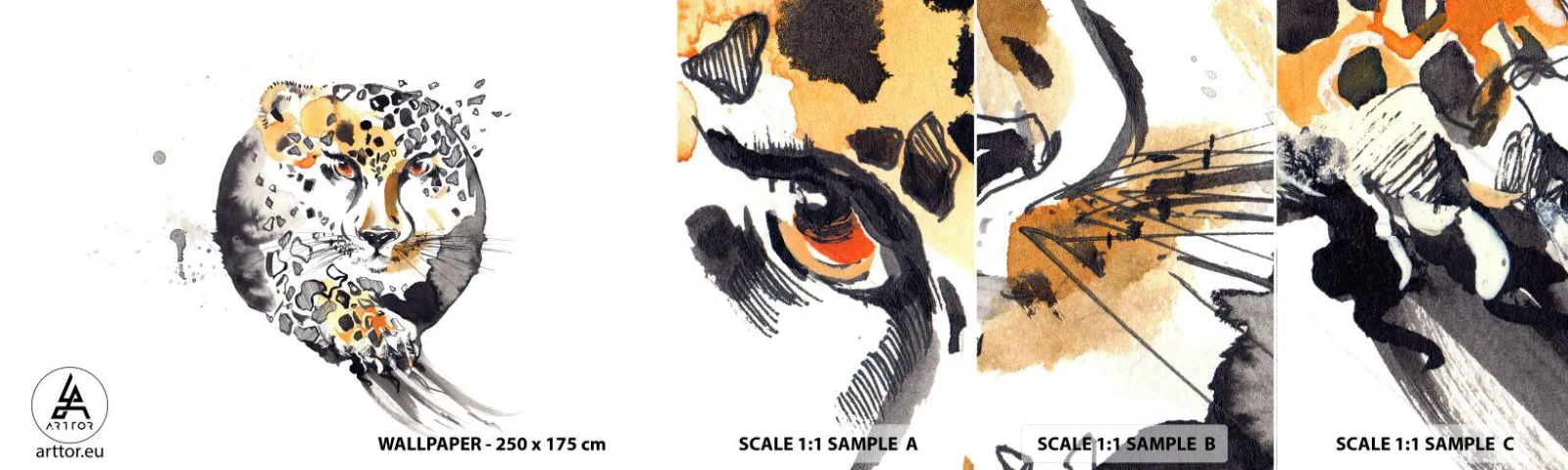 Muestra de fotomural autoadhesivo Deluxe Sticker - Belleza depredadora - animales, Pantera, Naturaleza - 100x30 cm