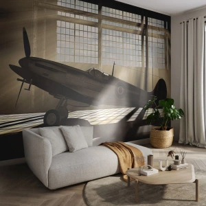Fotomural Premium Canvas - El descanso del guerrero - Aeronave, Hangar de aviación, Avión - 400x280 cm