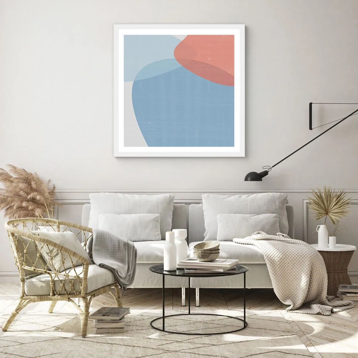 Póster en marco blanco - Relaciones en colores pastel - 60x60 cm