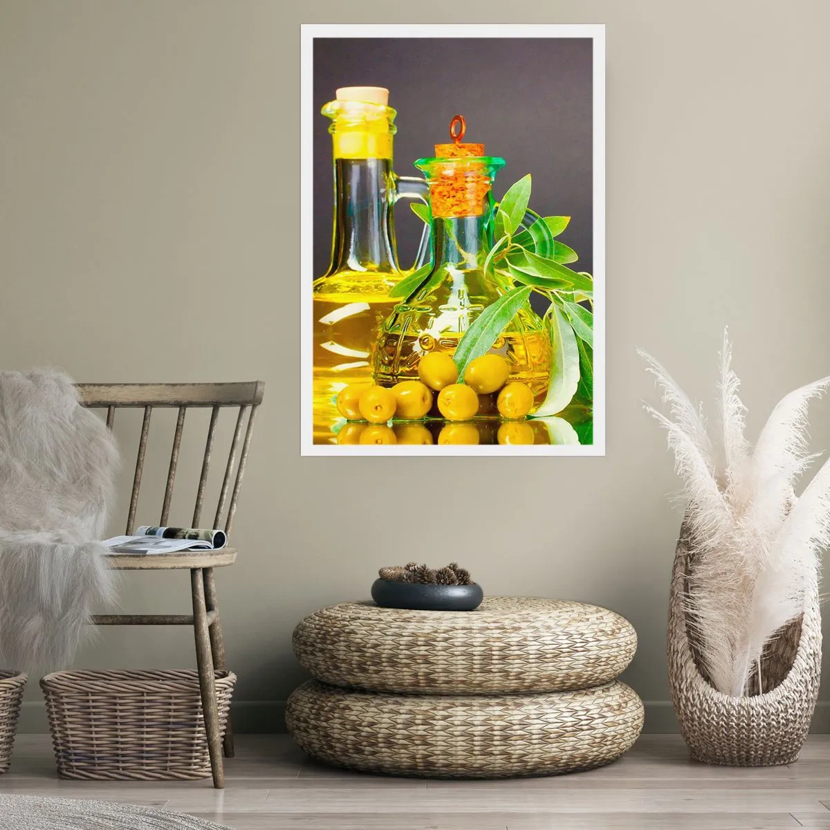 Póster - Bodegón con aceitunas y aceite - 30x40 cm