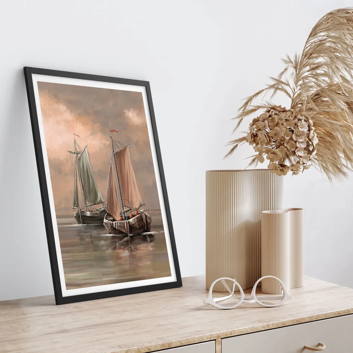 Póster en marco negro - El regreso de los marineros - 40x50 cm
