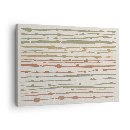 Cuadro sobre lienzo - Impresión de Imagen - Un patrón de líneas en tonos cálidos sobre un fondo claro. - 70x50cm - Composición de notas musicales - Decoración de pared moderna para salón y dormitorio ARTTOR
