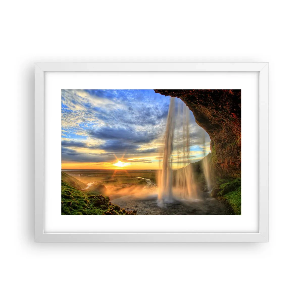 Póster en marco blanco - El mundo tras el velo de las gotas - 40x30 cm