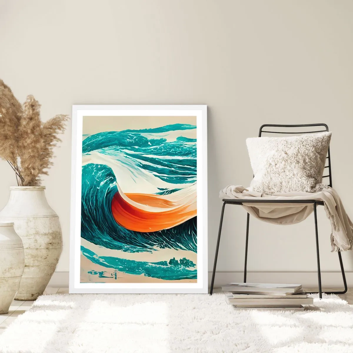 Póster en marco blanco - El sueño de un surfista - 70x100 cm