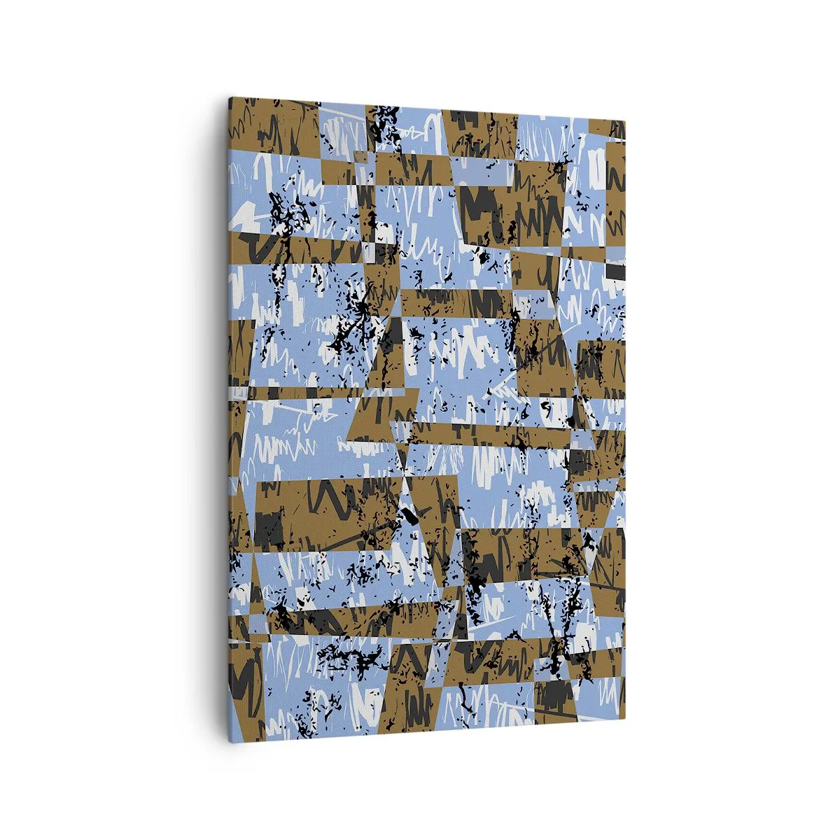 Cuadro sobre lienzo - Impresión de Imagen - Una composición abstracta de rectángulos en tonos marrones y azules. - 70x100cm - Un recorte del desierto - Decoración de pared moderna para salón y dormitorio ARTTOR