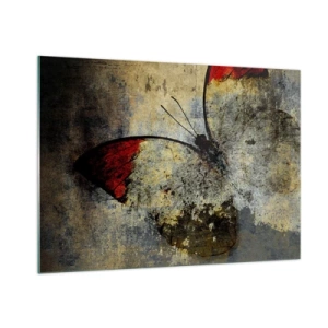 Cuadro sobre vidrio - Impresiones sobre Vidrio - Mariposa abstracta sobre un fondo envejecido - 100x70cm - Mira antes de que desaparezca - Decoración de pared moderna para salón y dormitorio ARTTOR