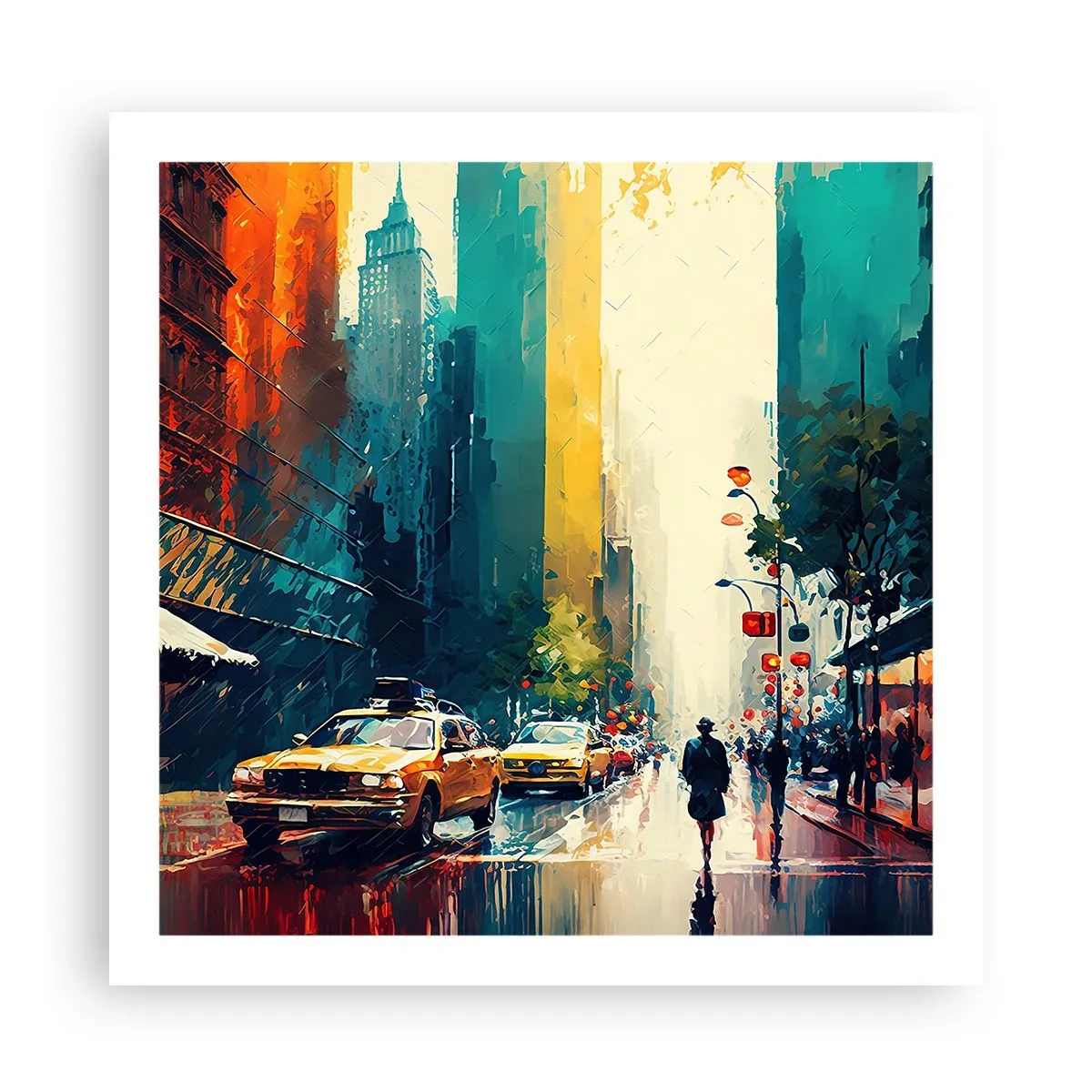 Póster - Nueva York - hasta la lluvia es colorida - 60x60 cm