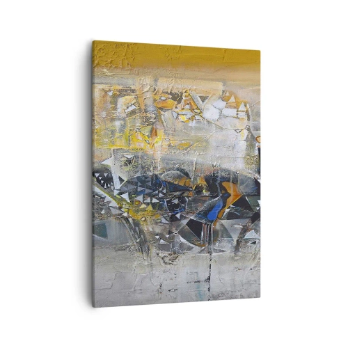 Cuadro sobre lienzo - Impresión de Imagen - Abstracción con tonos dominantes de amarillo y gris. - 50x70cm - Todo se pondrá en su sitio - Decoración de pared moderna para salón y dormitorio ARTTOR