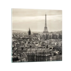Cuadro sobre vidrio - Impresiones sobre Vidrio - Sobre los tejados de París - 30x30 cm
