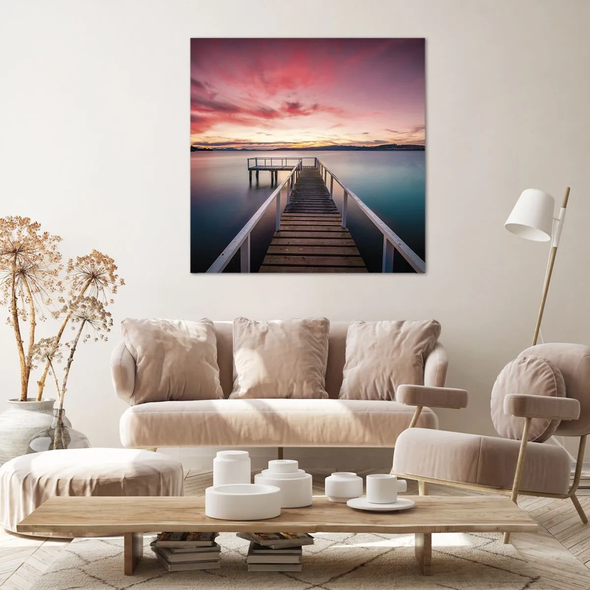 Cuadro sobre lienzo - Impresión de Imagen - La suave llama del atardecer - 60x60 cm