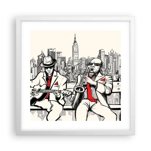 Póster en marco blanco - Improvisación en Nueva York - 40x40 cm