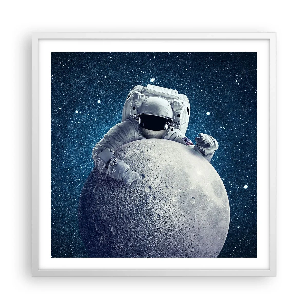 Póster en marco blanco - Bromista espacial - 60x60 cm