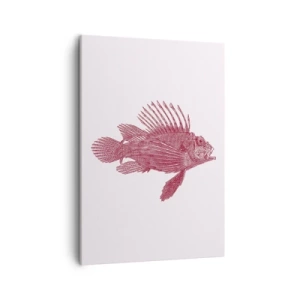 Cuadro sobre lienzo - Impresión de Imagen - Dibujo de un pez en tono rojo. - 50x70cm - Un habitante de aguas exóticas - Decoración de pared moderna para salón y dormitorio ARTTOR
