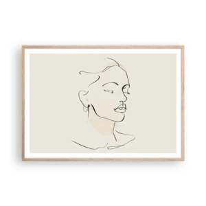 Póster en marco roble claro - Líneas que muestran seguridad - 100x70 cm