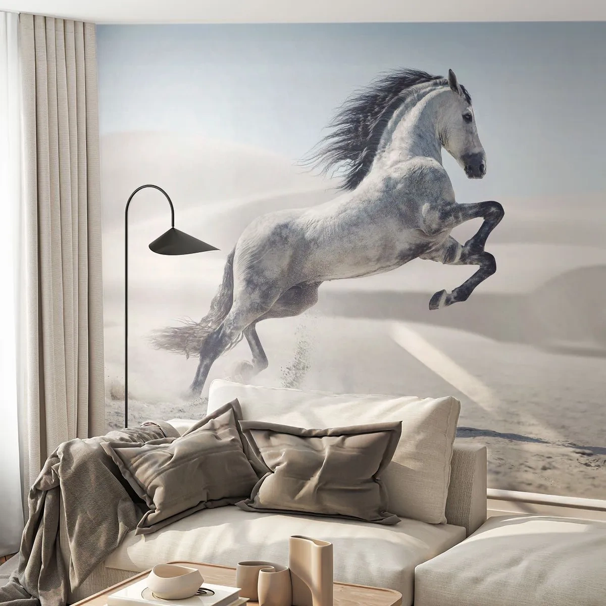 Fotomural Premium Sand - Un príncipe árabe - animales, Caballo, Caballo al galope - 100x70 cm