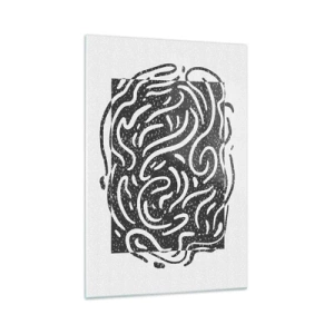 Cuadro sobre vidrio - Impresiones sobre Vidrio - Abstracción en blanco y negro en estilo geométrico. - 70x100cm - Abstracción: una danza de alegría - Decoración de pared moderna para salón y dormitorio ARTTOR