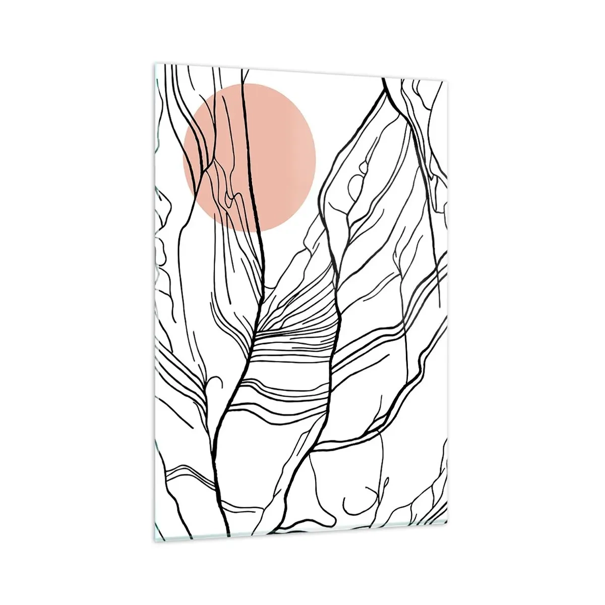 Cuadro sobre vidrio - Impresiones sobre Vidrio - Líneas minimalistas con acento geométrico. - 80x120cm - En una red de ramas - Decoración de pared moderna para salón y dormitorio ARTTOR