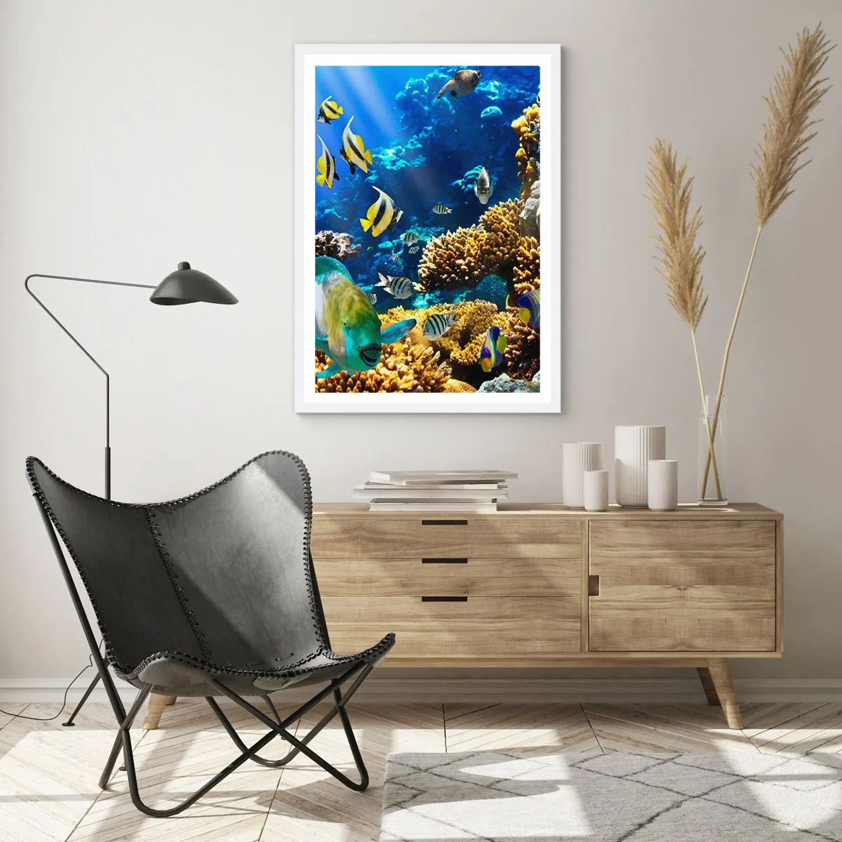 Póster en marco blanco - Vacaciones submarinas - 30x40 cm