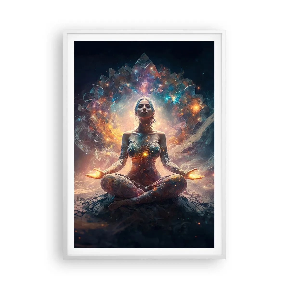 Póster en marco blanco - Flujo de buena energía - 70x100 cm