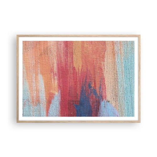 Póster en marco roble claro - Trazos de arco iris - 100x70 cm