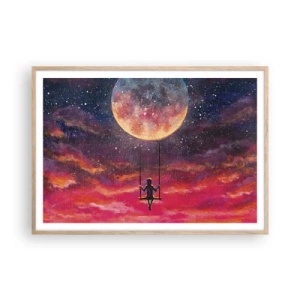Póster en marco roble claro - Disfrutar de las nubes - 100x70 cm