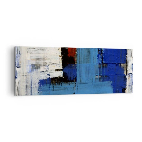 Cuadro sobre lienzo - Impresión de Imagen - Composición abstracta en tonos azules y blancos. - 140x50cm - El secreto del azul - Decoración de pared moderna para salón y dormitorio ARTTOR