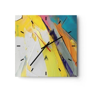 Reloj de pared - Reloj de vidrio - Una composición abstracta en colores intensos. - 30x30cm - Anatomía de la luz - Decoración de pared moderna para salón y dormitorio ARTTOR