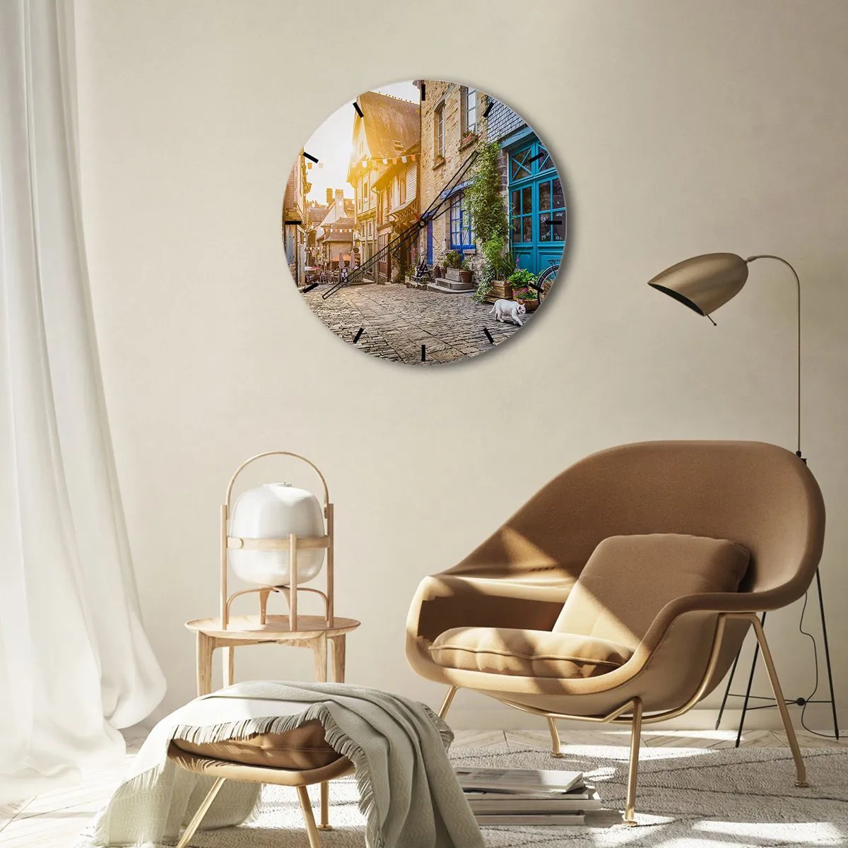 Reloj de pared - Reloj de vidrio - El fantasma blanco de la ciudad - 40x40 cm