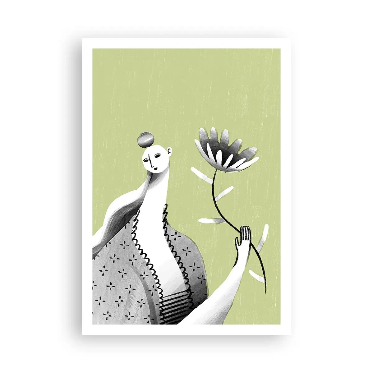 Póster - Retrato modernista - sosteniendo una flor - 70x100 cm