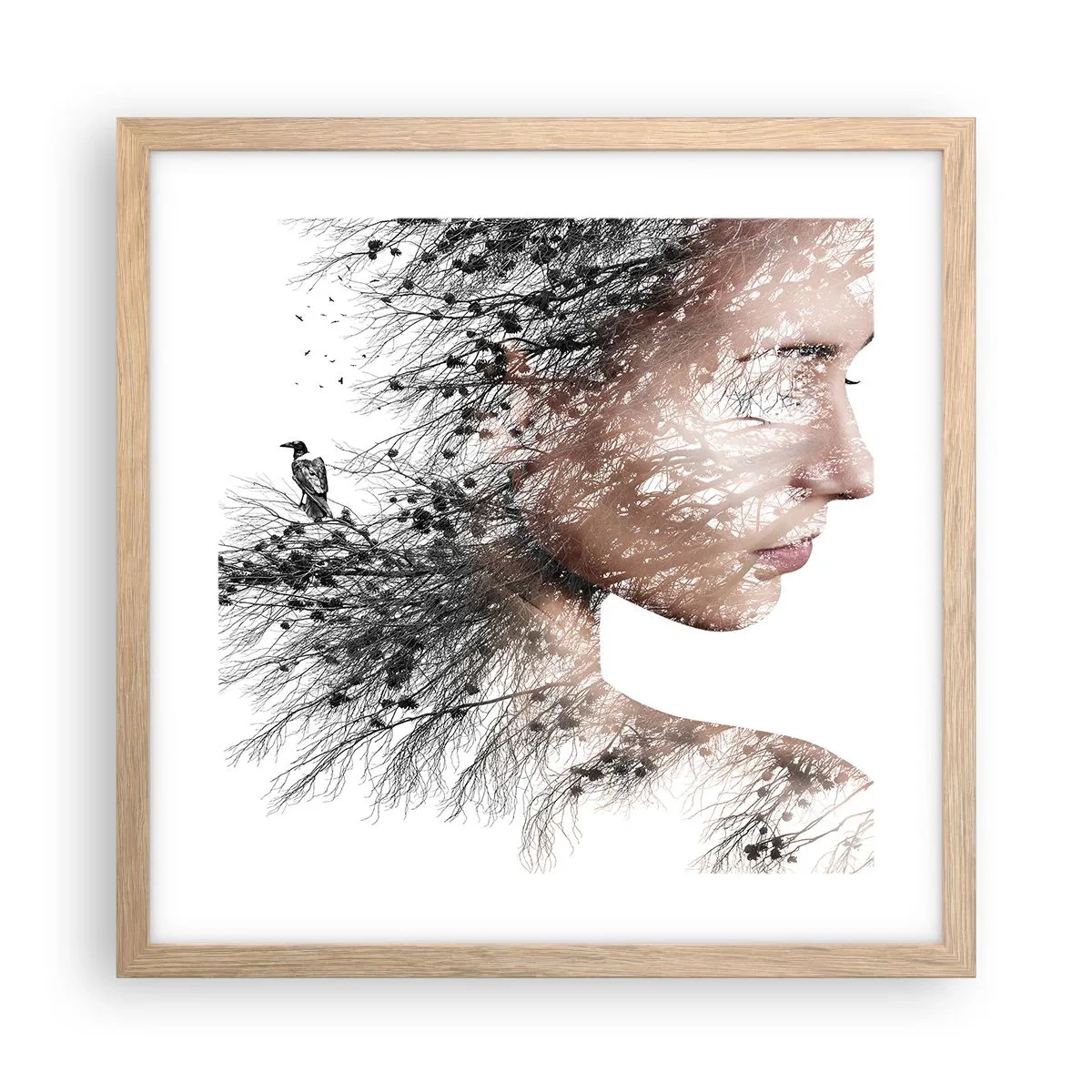 Póster en marco roble claro - Espíritu del bosque - 40x40 cm