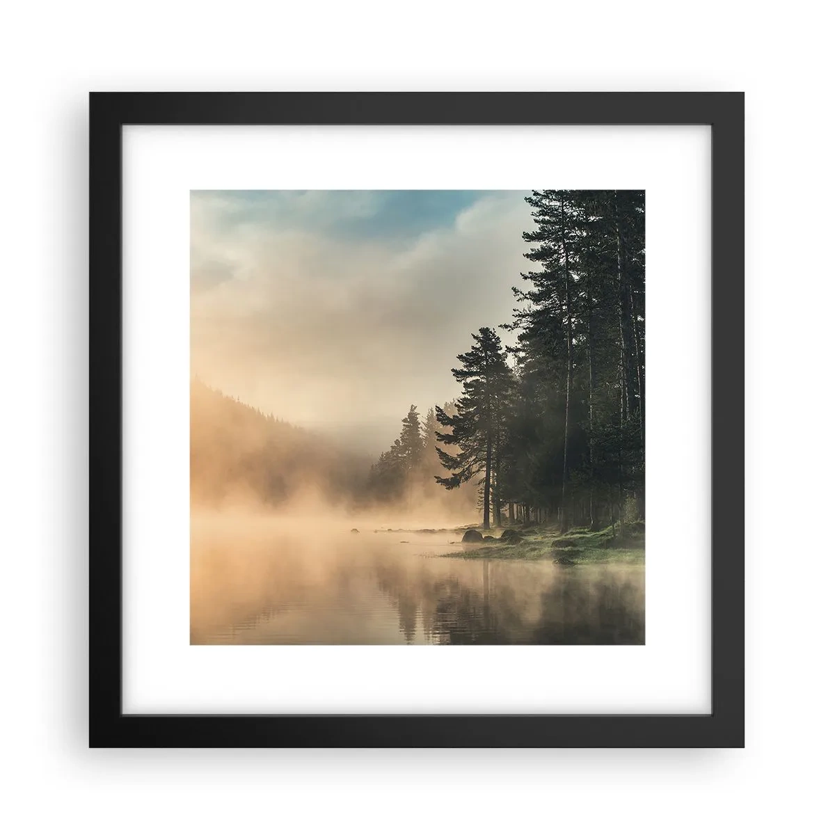 Póster en marco negro - El nacimiento de un día - 30x30 cm