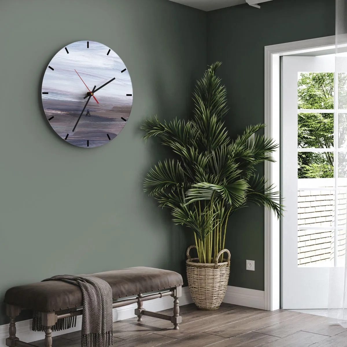 Reloj de pared - Reloj de vidrio - Una composición abstracta de pinceladas en tonos azules. - 30x30cm - Elementos: agua - Decoración de pared moderna para salón, cocina y dormitorio ARTTOR