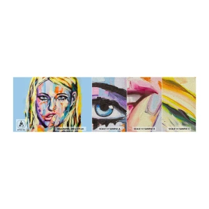 Muestra de fotomural Premium Canvas - Mírala a los ojos - Mujer, retrato de una mujer, Chica - 100x30 cm